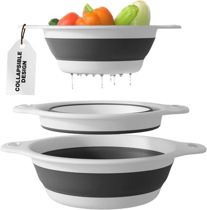 3-Pack Collapsible Colander Set - Over-Sink Draining Base (3 Sizes)