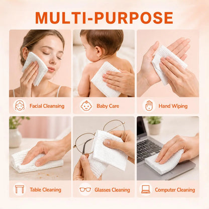 Disposable Face Towels – 4 Boxes, 160 Count XL Size | Ultra Soft Thick Facial Towels for Sensitive Skin, Dry & Wet Use